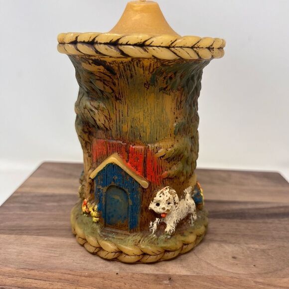 Vintage Hand Painted Carved Candle German 1978 Alpine Originals Girl Boy Dog - Picture 7 of 11